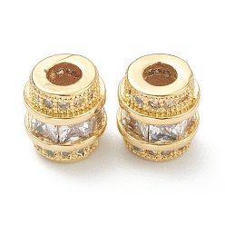 Золотой Латунные прозрачные бусины из кубического циркония, долговечный, с целью перехода в кольце, трубка, золотые, 8x7 мм