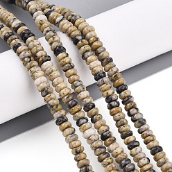 Джаспер Кунжут Натуральный кунжут яшма / киви нитки бусины яшмы, рондель, 4~4.5x2~2.5 мм, отверстие : 0.7 мм, около 151~152 шт / нитка, 15.16~15.35'' (38.5~39 см)