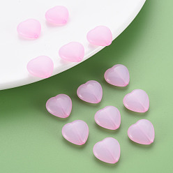 Pearl Pink Transparent Acrylic Beads, Dyed, Heart, Pearl Pink, 13.5x14x6mm, Hole: 1.5mm, about 775pcs/500g