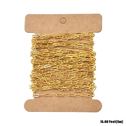 Золотой 5 цепочки для скрепок из латуни, тянутые удлиненные кабельные цепи, пайки, без кадмия, без никеля и без свинца, с катушкой, долговечный, золотые, 7.5x3x0.5 мм