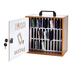 Goldenrod Rectangle Wood & Iron Desktop Mobile Phone Storage Boxes, with Paper Self-Adhesive Stickers and Lock, Goldenrod, 295x210x415mm