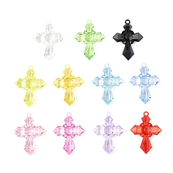 (52) Непрозрачная лаванда Прозрачные акриловые подвески, крестик, разноцветные, 43x31.5x9 мм, отверстие : 2.5 мм
