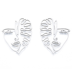 Нержавеющая Сталь Цвет Не тускнеет 201 филигранные соединительные элементы из нержавеющей стали, лицо, цвет нержавеющей стали, 37x29.5x1 мм