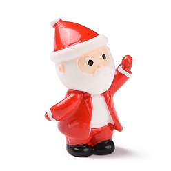 Red Christmas Theme Resin Display Decoration, for Home Decoration, Photographic Prop, Dollhouse Accessories, Waving Santa Claus, Red, 37x22.5x17.5mm