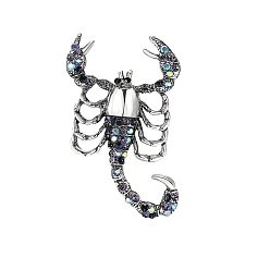 Хрусталь AB Броши из сплава скорпиона со стразами для одежды-рюкзака, хрусталь AB, 55x32 мм