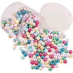 Couleur Mélangete Perles en verre nacré, nacré, ronde, couleur mixte, 8mm, trou: 1 mm, environ 370 / boîte
