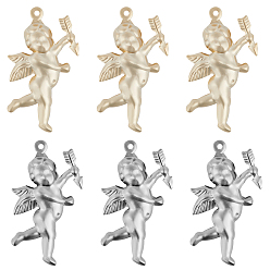 Золотой & Цвет Нержавеющей Стали 28 шт. 2 цвета ко дню святого валентина 304 подвески из нержавеющей стали, амур / херувим, золотые и нержавеющая сталь цвет, 26x15.3x5 мм, отверстие : 1 мм, 14 шт / цвет