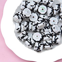 Черный Непрозрачные акриловые бусины, бусины ручной работы, Эмаль стиле, рондель, чёрные, 18~23 мм