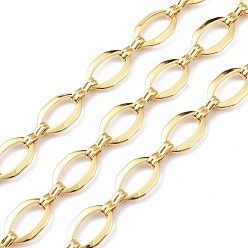 Настоящее золото 18K Латунная цепочка фигаро, с катушкой, несварные, овальные, реальный 18 k позолоченный, 15x10x1 mm и 9x3.5x2.5 mm