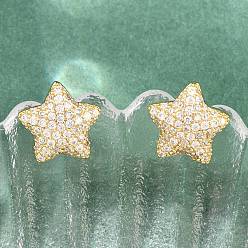 Chapado en Oro Real 18K Latón micro pave aretes de circonita cúbica transparente, pendientes de racimo pavé, sin plomo y el cadmio, larga duración plateado, chapado en rack, real 18 k chapado en oro, 12x12.5 mm