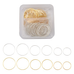 Золотой & Серебряный Латунные соединительные колечки, золотой и серебряный, 20~30x1 мм, внутренний диаметр: 18~28 мм, 120 шт / коробка