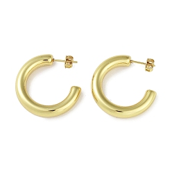 Настоящее золото 18K Ионное покрытие (ip) 304 серьги-гвоздики из нержавеющей стали для женщин, тороидальный, реальный 18 k позолоченный, 30x6.5 мм