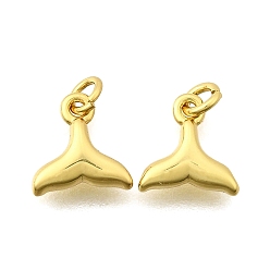 Настоящее золото 18K Латунные подвески, прелести рыбий хвост, стойки покрытие, прочное покрытие, без кадмия и без свинца, с целью перехода в кольце, реальный 18 k позолоченный, 8.5x8.5x2.5 мм, отверстие : 2 мм