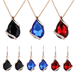 (52) Непрозрачная лаванда 3 комплекты 3 цветные комплекты украшений из сплава стекла в форме капли. В комплект входят ожерелье с подвеской и серьги-подвески, разноцветные, 470 мм