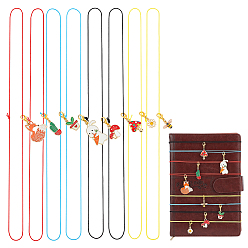 Mixed Color 16Pcs 4 Colors Polyester Notebook Elastic Ropes, with Alloy Enamel Pendants, Mixed Color, 315~336mm, 2pcs/style, 2 styles/color