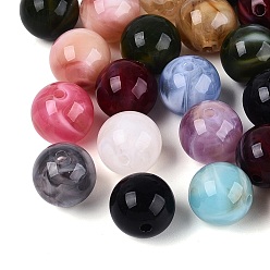 Mixed Color Two Tone Opaque Acrylic Beads, Imitation Gemstone, Round, Mixed Color, 13.5mm, Hole: 2mm, about 324pcs/500g