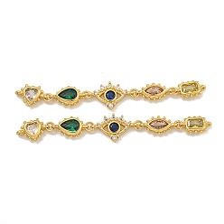 Настоящее золото 18K Подвески-коннекторы в виде глаз, слезинок и сердец из цветной латуни с покрытием стойки, долговечный, без кадмия и без свинца, реальный 18 k позолоченный, 8.5x58x2.5 мм, отверстие : 1 мм