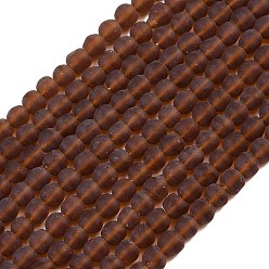 Седло Коричневый Матовое ручной работы Lampwork бисер, круглые, седло коричневый, 6~7x6 мм, отверстие : 1.1 мм, около 101 шт / нитка, 23.62 дюйм (60 см)