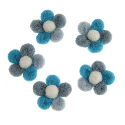 Dark Turquoise Handmade Wool Felt Woven Costume Accessories, Flower, Dark Turquoise, 33~35mm