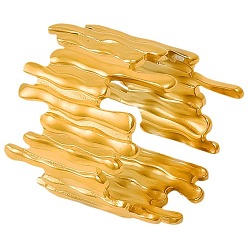 Золотой 304 модное кольцо-манжета из нержавеющей стали для женщин, регулируемый нерегулярный дизайн, золотые, 19 мм, внутренний диаметр: 17 мм