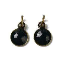 Морско-зеленый Латунные эмалевые подвески, с целью перехода в кольце, без свинца и без кадмия, долговечный, античная бронза, полукруглый шарм, цвета морской волны, 8x6x2 мм, отверстие : 3 мм