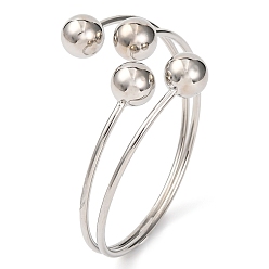 Платина Латунь манжеты браслеты для женщин, без свинца и без кадмия, круглые шарики, платина, внутренний диаметр: 2-3/8 дюйм (6.1 см)