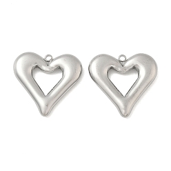 Нержавеющая Сталь Цвет 304 подвески из нержавеющей стали, сердце, цвет нержавеющей стали, 24x25x4 мм, отверстие : 1.8 мм