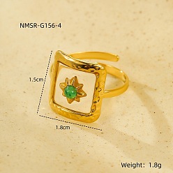 Звезда Стабилизированные цветы 304 открытые кольца-манжеты из нержавеющей стали и эпоксидной смолы для женщин, золотые, звезда, 18x15 мм, размер США 4 1/4~14 (15~23 мм)