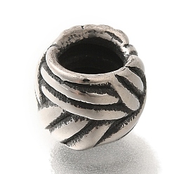 Античное Серебро 304 из нержавеющей стали европейские шарики, бусины с большим отверстием, рондель, античное серебро, 9x8 мм, отверстие : 5 мм