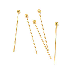 Настоящее золото 18K 304 штыри для шариковой головки из нержавеющей стали, реальный 18 k позолоченный, 25x0.5 мм, Руководитель: 2 mm