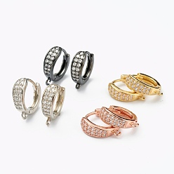 (52) Непрозрачная лаванда Латунные микро-паве прозрачные серьги-гвоздики из циркония, с петлей, долговечный, разноцветные, 17.5x15x5.5 мм, отверстие : 1 мм