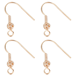 Настоящее золото 18K 150шт. латунные круглые крючки для сережек с бисером, с горизонтальной петлей, реальный 18 k позолоченный, 21x21x4 мм, отверстие : 2 мм, 20 датчик, штифты : 0.8 мм