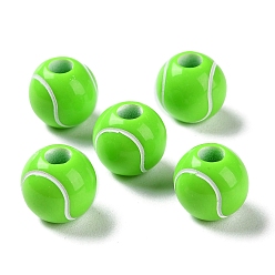 Lime Vert Perles européennes acryliques opaques imprimées par pulvérisation, Perles avec un grand trou   , tennis, lime green, 11x10mm, Trou: 4mm, environ1000 pcs / 500 g