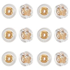 Настоящее золото 18K 40 силиконовые гайки для ушей, спинки для серьги, с латунной фурнитурой , полукруглый, реальный 18 k позолоченный, 5x3.5 мм, отверстие : 1 мм