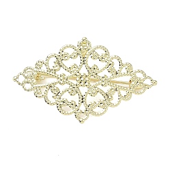 Real 14K Gold Plated Rhombus with Flower Brass Lapel Pin Brooches for Clothes, Real 14K Gold Plated, 26x43.5mm