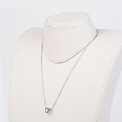 Color mezclado 316 collares colgantes quirúrgicos de acero inoxidable, con perlas de vidrio, color mezclado, 17.7 pulgada (45 cm)
