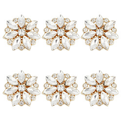 Кристалл 6шт. запонки из сплава со стразами, застежка-кнопка, цветок, кристалл, 30.5x31x10 мм