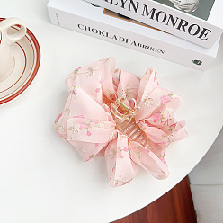 Pink Цветочная ткань и пластиковые заколки для волос, аксессуары для волос для женщин и девочек, розовые, 110x60 мм