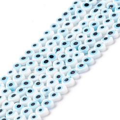 Белый Ручной сглаза бусины бисер нитей, сердце, белые, 5x6x2 мм, отверстие : 1 мм, около 63~67 шт / нитка, 12.60~12.99 дюйм (32~33 см)