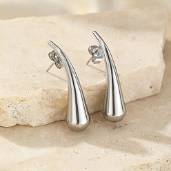 Нержавеющая Сталь Цвет 304 серьги-гвоздики-капли из нержавеющей стали, цвет нержавеющей стали, 28.5x7.5 мм