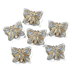 Светлый Стально-синий Металлизированный прозрачные акриловые шарики, золотой металл обвитыми, бабочка, светло-стальной синий, 11x14.5x5 мм, отверстие : 1.8 мм, 740 шт / 500 г