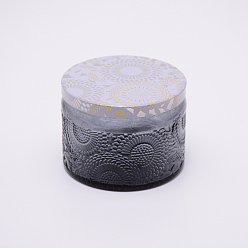 Gray Glass Storage Box, Container for Jewelry, Aromatherapy Candle, Candy Box, with Slip-on Lid, Flower Pattern, Gray, 7.1x5.2cm, Capacity: 125ml(4.23 fl. oz)