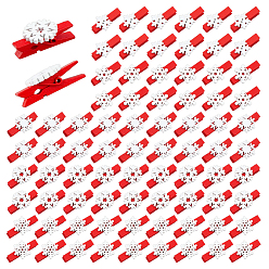 Красный 125 шт. 5 стили деревянные снежинки прищепки для поделок, мини-прищепки из фотобумаги для рождественского декора своими руками, красные, 36x17.5~19.5x11.5~12 мм, 25 шт / стиль
