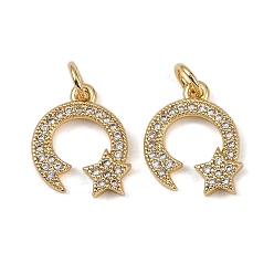 Звезда Латунные микро проложить кубического циркония прелести, долговечный, без кадмия и без свинца, стойки покрытие, реальный 18 k позолоченный, с целью перехода в кольце, звезда, 14.5x12x2.5 мм, отверстие : 3.5 мм