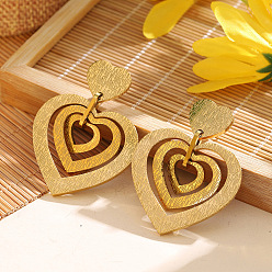 Золотой Сердце 304 из нержавеющей стали мотаться серьги стержня, золотые, 49x35 мм