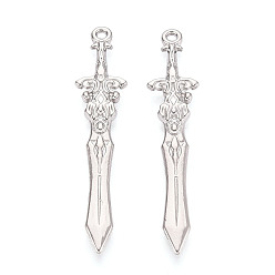 Нержавеющая Сталь Цвет 304 подвески из нержавеющей стали, меч, цвет нержавеющей стали, 46.5x9.5x3 мм, отверстие : 1.6 мм