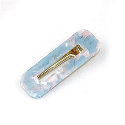 Светло-Голубой Заколки из кожи аллигатора из ацетата целлюлозы, аксессуары для волос для девочек женщин, прямоугольные, Небесно-голубой, 66x23 мм