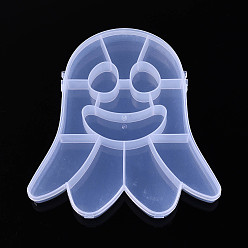 Прозрачный Призрак Хэллоуина 13 Пластиковые контейнеры для хранения бусин с откидной крышкой, прозрачные, 17.7x16.9x2.5 см