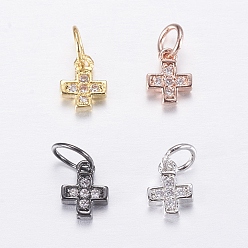 (52) Непрозрачная лаванда Латунные микропейв с кубическим цирконием крошечные крестики, разноцветные, 6.5x5x2 мм, отверстие : 2.5 мм