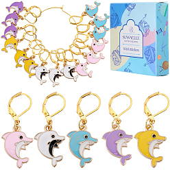 (52) Непрозрачная лаванда Подвески из эмали из сплава дельфинов, с накладками из латуни, разноцветные, 3.8 см, 5 цветов, 6 шт / цвет, 30 шт / комплект